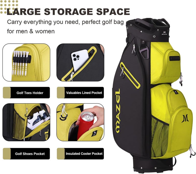 MAZEL Golf Cart Bag with 7-Way Full Length Dividers Top and 9 Pockets,Lightweight Golf Club Bag for Men & Women - Image 2